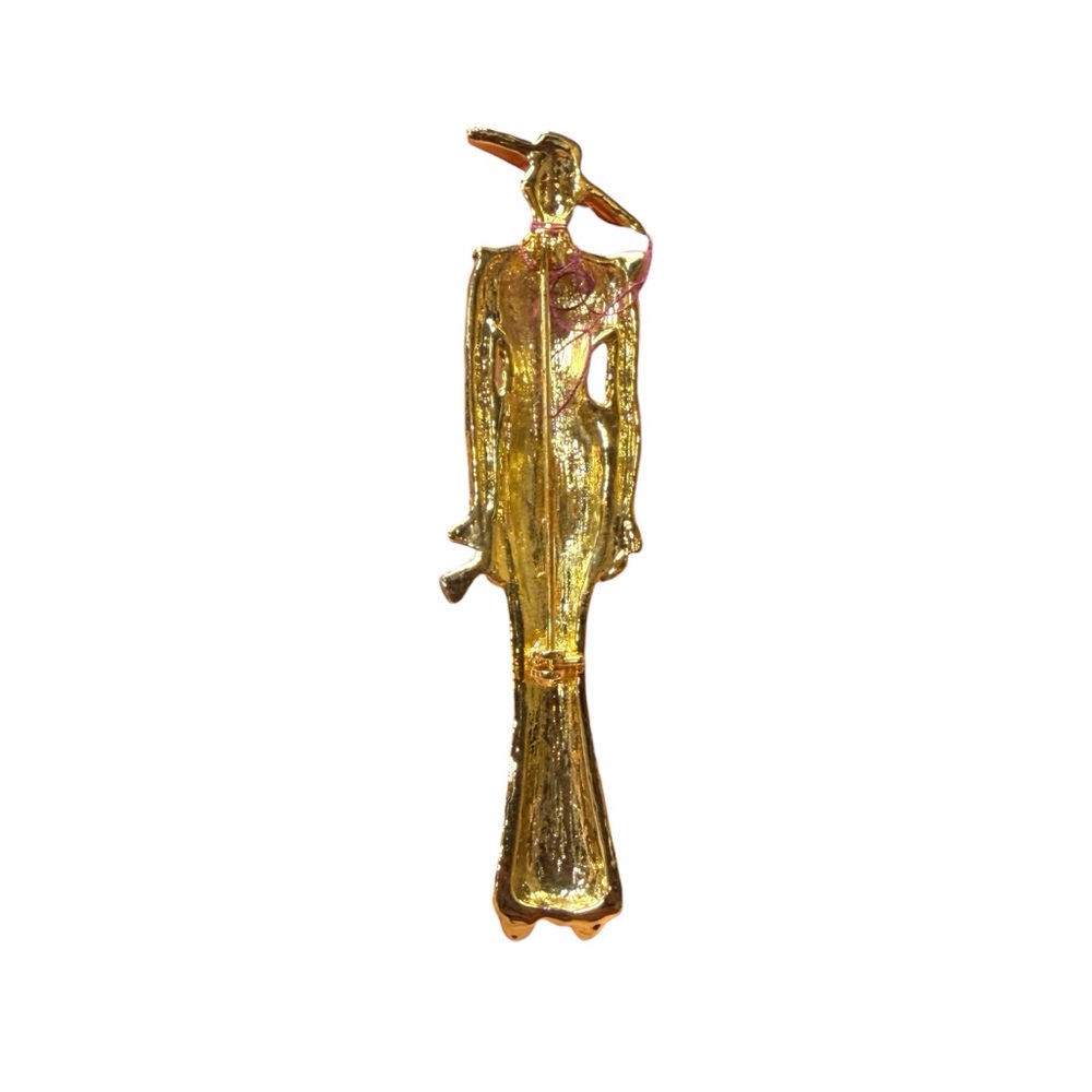 Elegant Gold-Tone Woman‎ Figurine Brooch - Picture 2 of 2